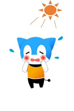 太陽に照らされて暑そうなイラスト