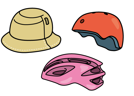 various_bicycle_helmets
