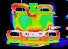 16センチメートル鍋加熱時の鍋周囲の赤外線画像