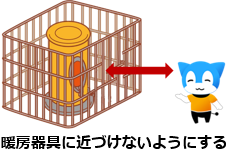 ストーブから離れる