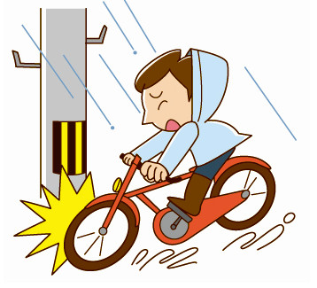 雨の日自転車イラスト