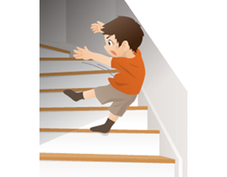 子供と階段のイラスト