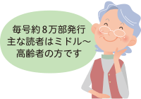 毎号約8万部発行 主な読者はミドル～高齢者の方です