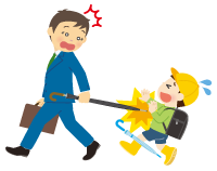 傘の持ち方が危ないイラスト