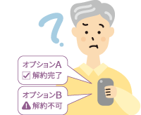 スマートフォンのオプションから解約できないイラスト
