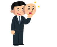 仮面をかぶる男性のイラスト